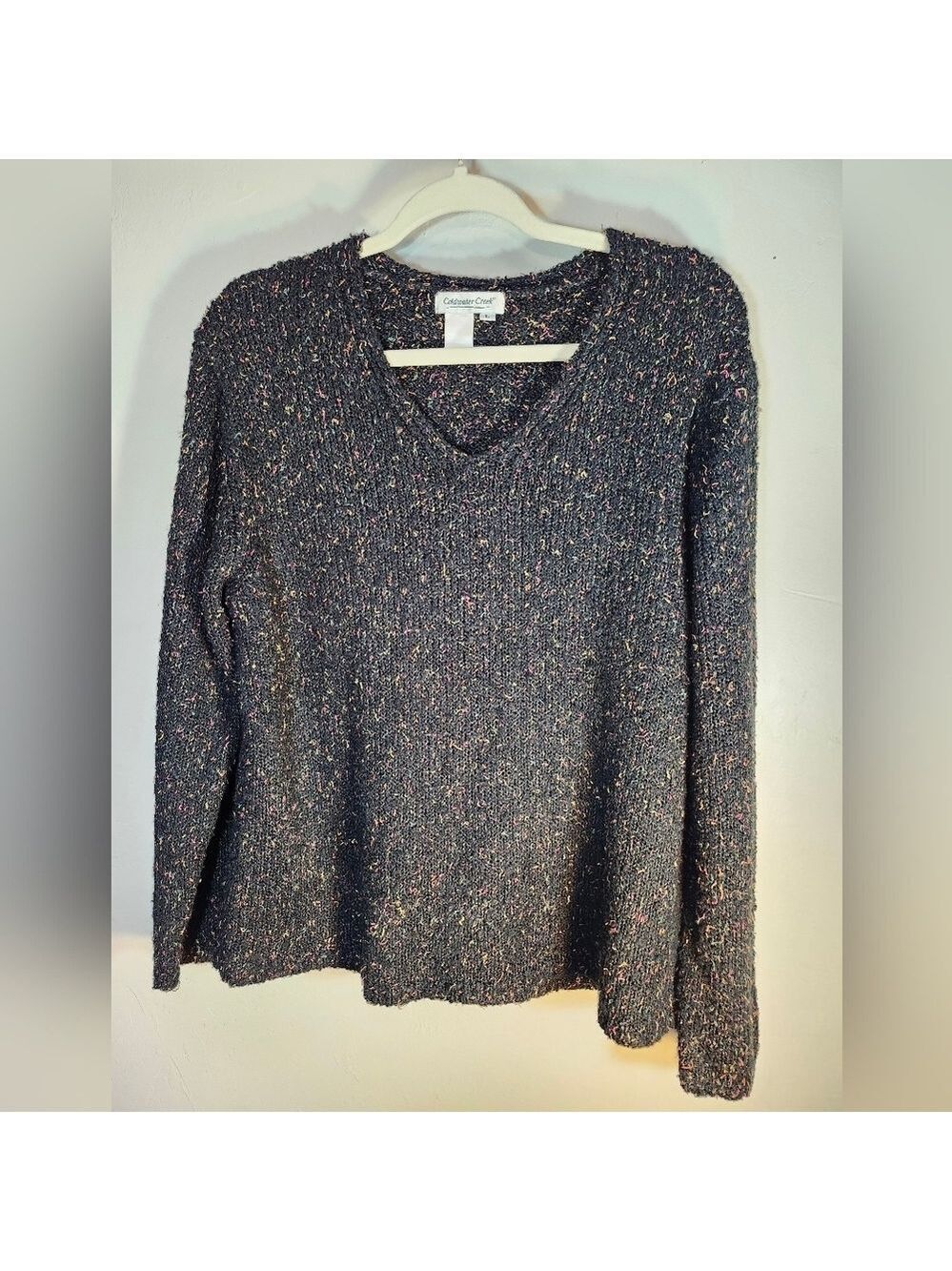 Coldwater Creek V-neck Confetti Knit Pullover Sz L